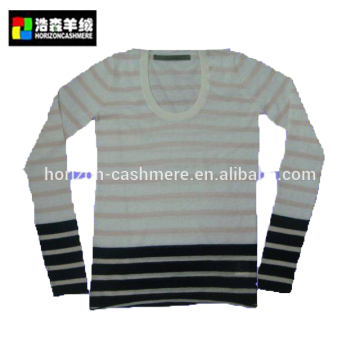 Women Cashmere Striped Pullover, Grey Plain Women Striped Pullover