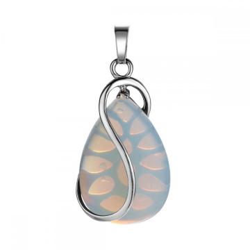 Natural gem teardrop S stone Pendant water drop healing Amethyst chakra Charm Necklace European and American simple fashion