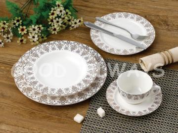 Golden Ceramic Dinnerware Set  (Gold White) - Gold White