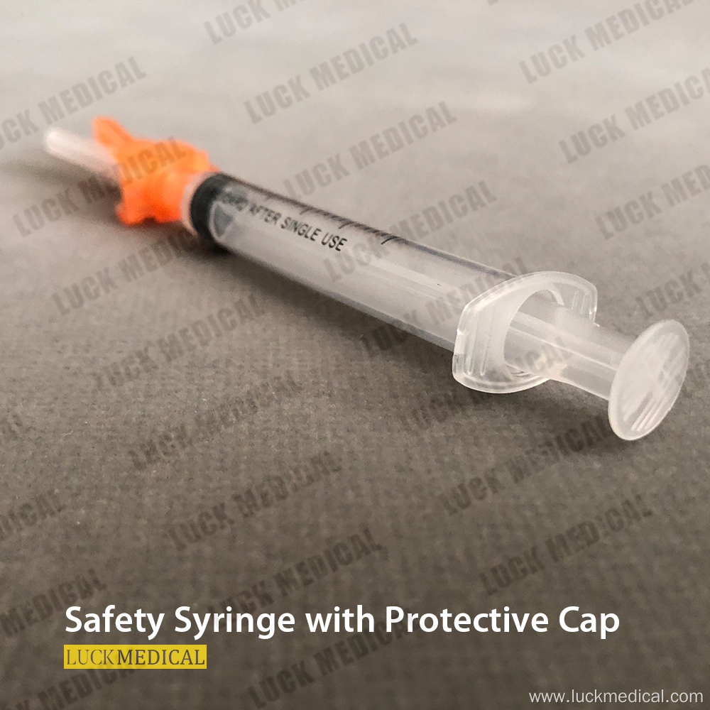 Disposable Medical Safety Syringe with Protective Cap