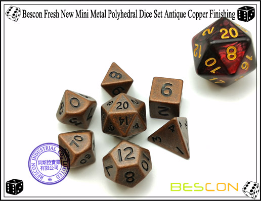 Bescon Fresh New Mini Metal Polyhedral Dice Set Antique Copper Finishing-1 Bescon Fresh New Mini Metal Polyhedral Dice Set Antique Copper Finishing-1