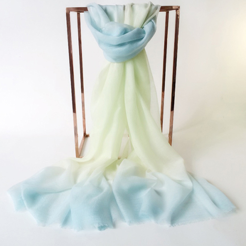 Extrafine Wool Stole Shawl High Quality Ombre Color with Frayed Fringes