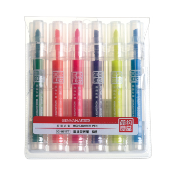 Cute Student Office Stationery: Transparent Barrel Fluorescent Highlighter Pens (6 Colors)