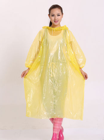 Transparent Adult Yellow Poncho Disposable Raincoat