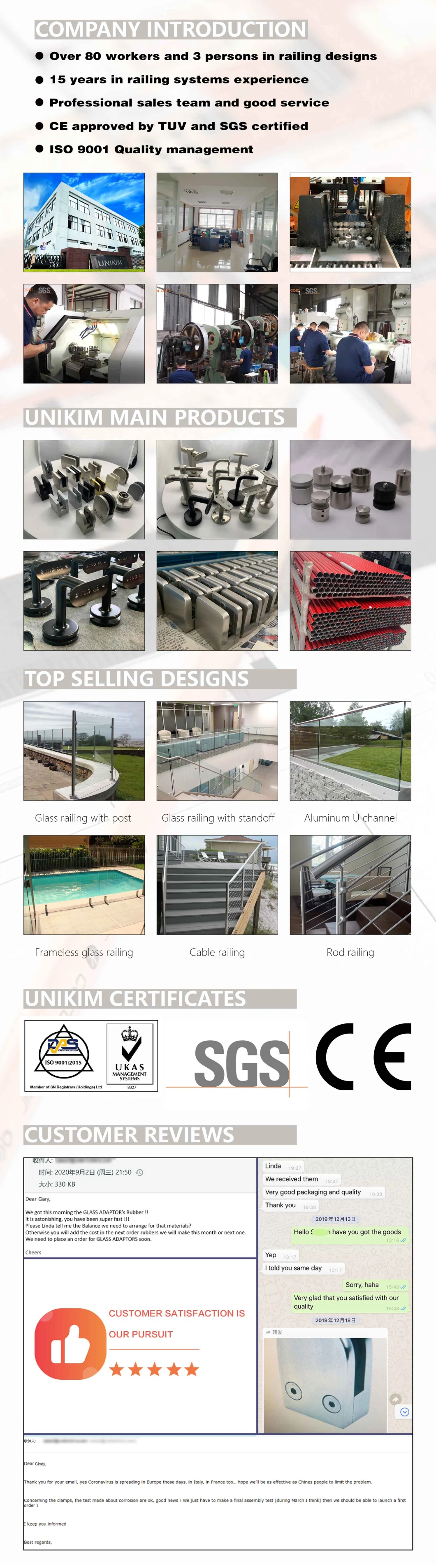 Customized Balcony Railing Shopping Center Handrail Glass Railing Support Fittings