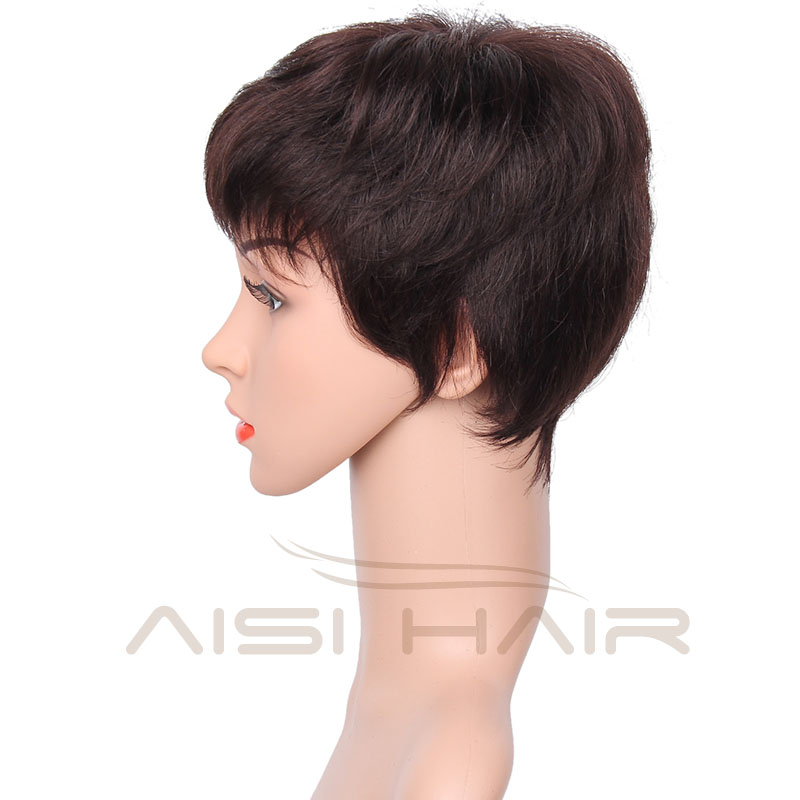 Aisi Hair Top Quality Short Straight Indian Human Hair Wigs Short Pixie Cut Human Hair Wigs For Women