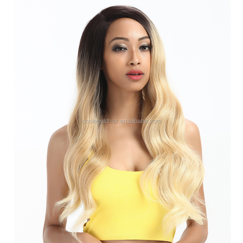 Rebecca Lace front synthetic wave hair wigs ombre color popular body wave high temperature 28inch long wavy wig