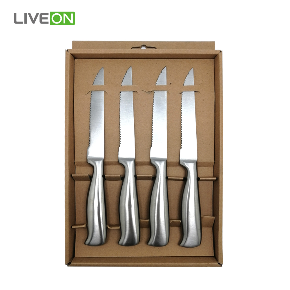 Set coltelli bistecca manico in acciaio inossidabile