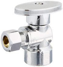 Chrome Dual Compression Outlet Stop Valve for Canadian and American Toilets - 3/8" Triangular Valve
