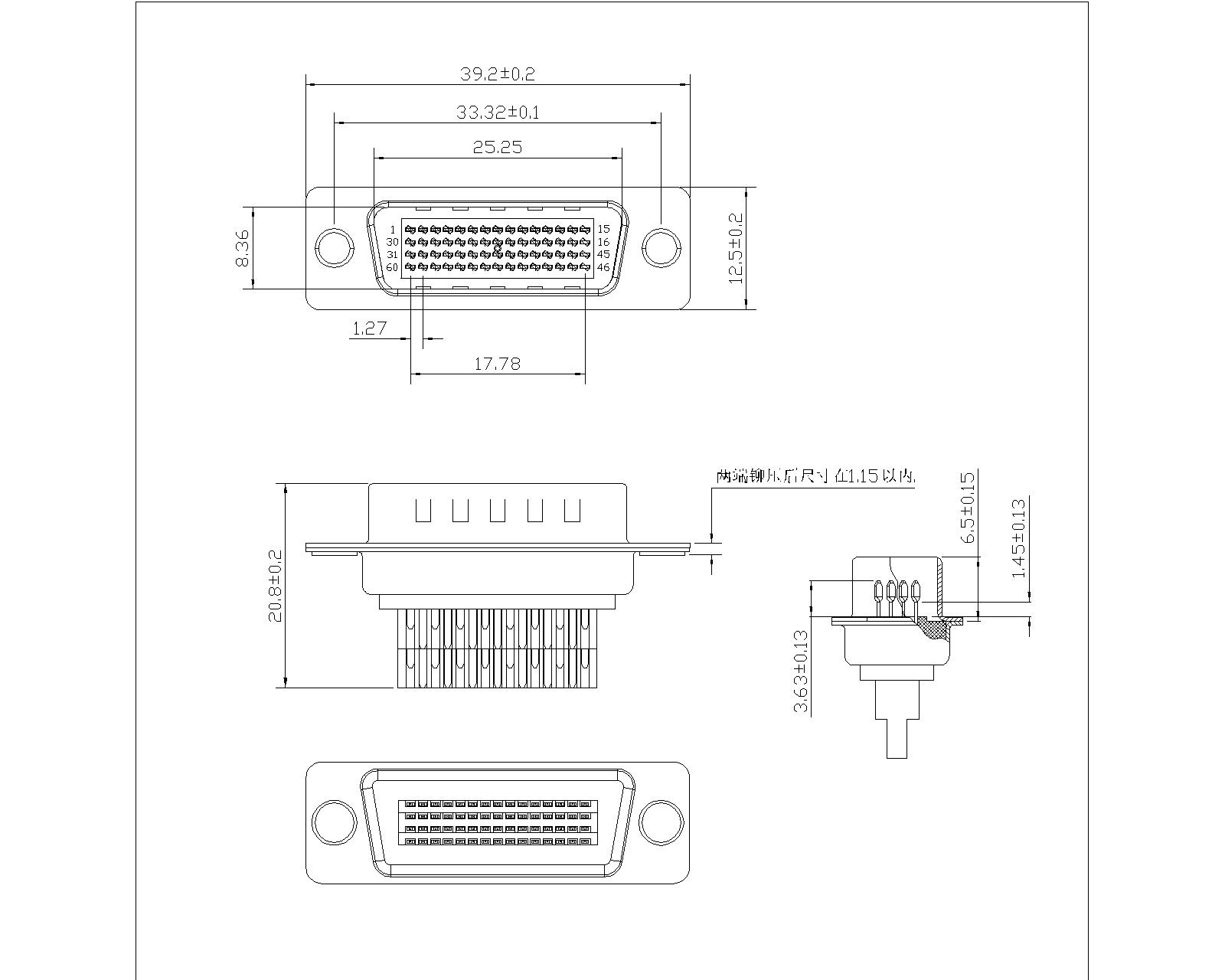LHFMS-60X-01 LHF Series Male Solder Type 60P LHFMS-60X-01 LHF Series Male Solder Type 60P