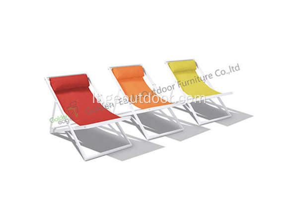 Specialios konstrukcijos milteliniu būdu padengta aliuminio paplūdimio kėdė