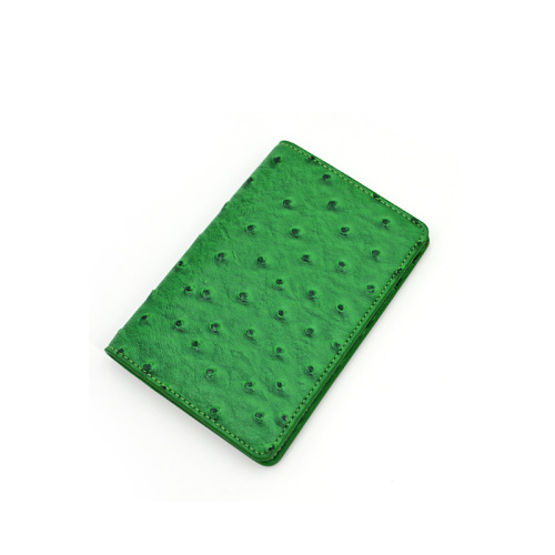 Custom Unisex Green Ostrich Genuine Leather Passport Holder