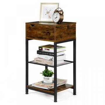 Sofa Side Table with Storage Shelf