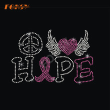 Heart Wing Hope Pink Ribbon Heat Rhinestone Motif