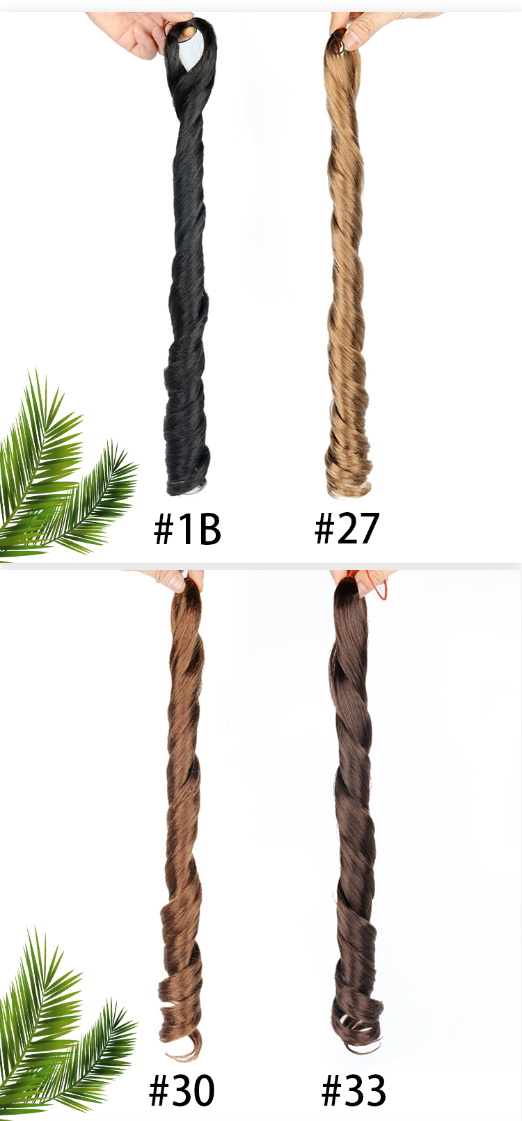 Synthetic spiral curl braids 24" 100g for african hair attachments pony style color yaki spiral curly braid wavy braiding hair