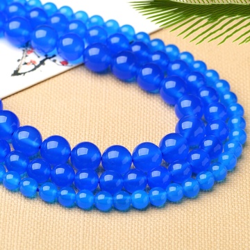 Natural Blue Agate Loose Beads DIY Jewelry