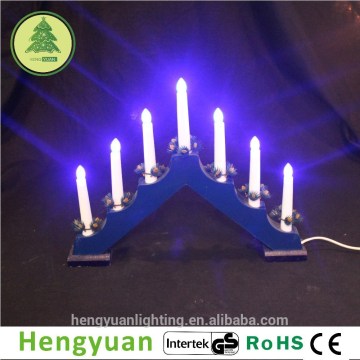 7L C6 Blue Wooden Christmas Candle Bridge Light Decorations
