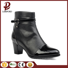 med heel ankle pu leather Stitching boots