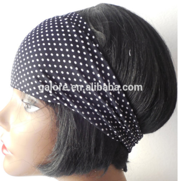 fashion black polka dot stretch headband