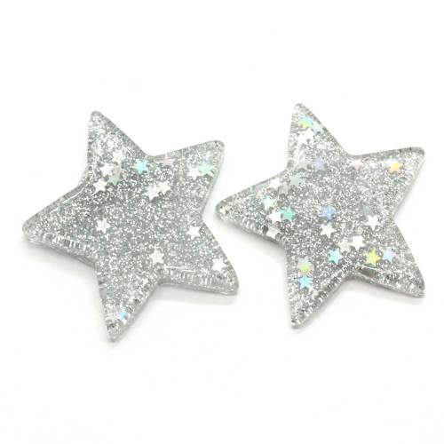 Heetste Hars Plaksteen Pentagram Kraal Cabochon Glitter Vijfpuntige Ster Diy Deco Feest Bruiloft Decoratie Sieraden Maken Winkel