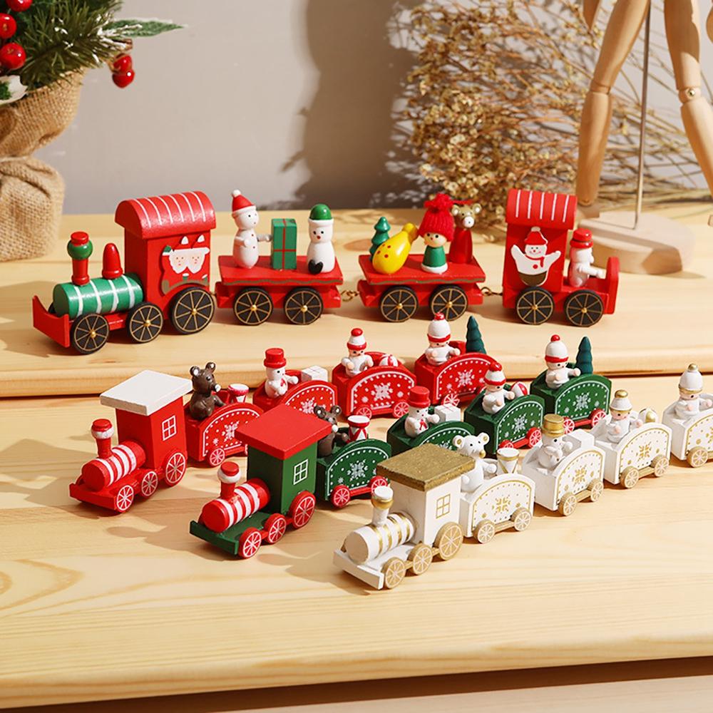 Merry Christmas Wooden Train Ornament Christmas Decoration For Home Santa Claus Gift Natal Navidad Noel 2022 New Year Xmas Decor