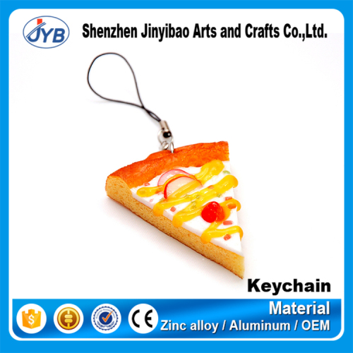 Plastic Material and Customized Pizza shape keychain keyrings for sale