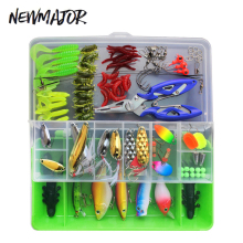 NEWMAGOR 101pcs Lure Kit: Fishing Tackle Box with Crank, Minnow, Popper, VIB, Soft & Hard Baits