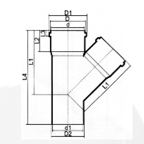 Bs5255 / 4514 الصرف Upvc Y-tee المطاط حنفية رمادية اللون