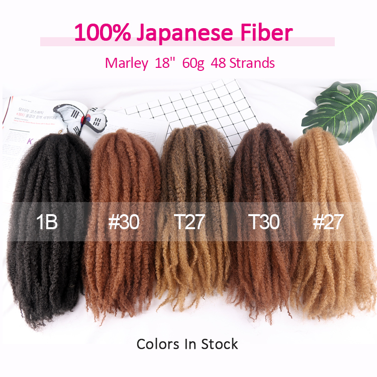 18Inch Marley Hair Twist Afro Extensions Crotchet Braids Afro Kinky Braid Cuban Twist Marley Hair Attachment For Braids