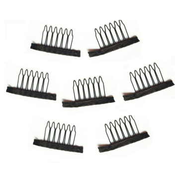 Small size black color 6 teeth wig metal hair clip, 100 pieces/lot cloth comb wig clips in bulk, wig clip in comb
