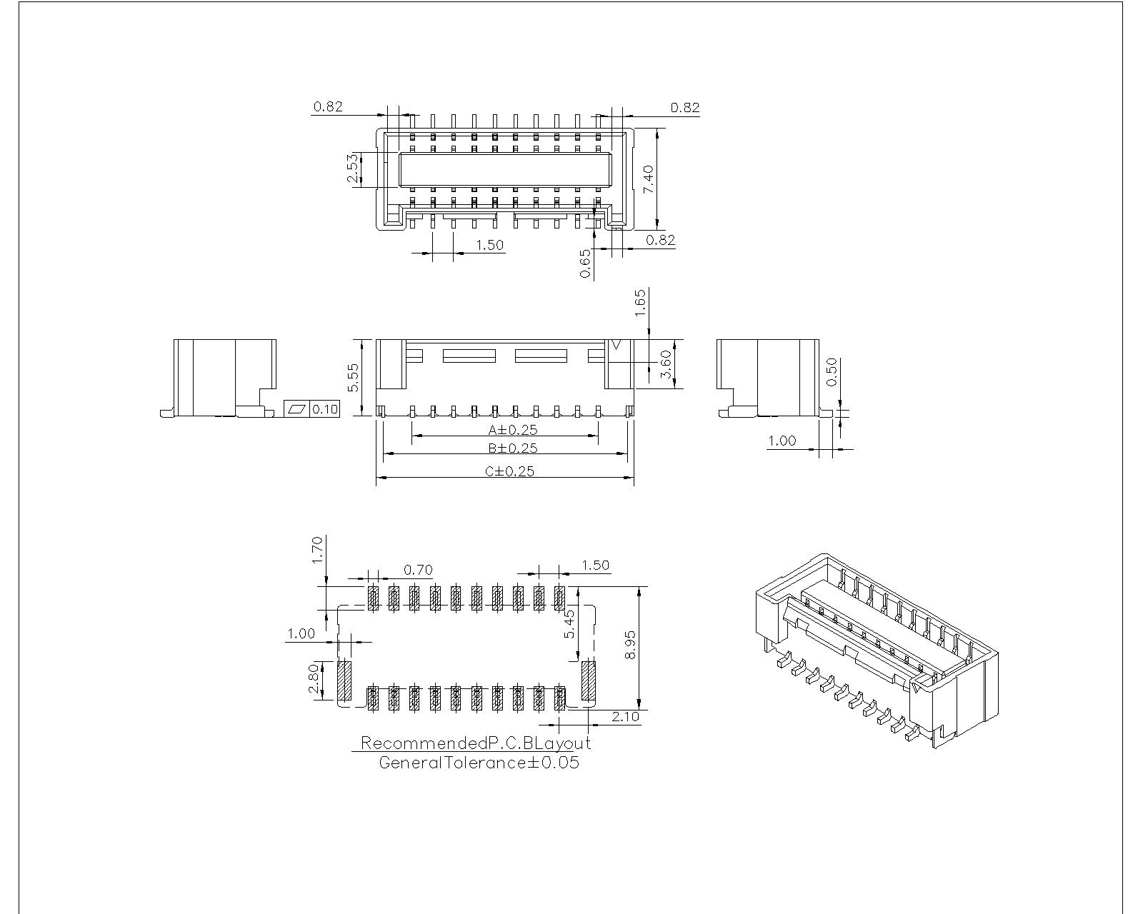 1.50mm pitch 180°SMT Wafer AW1504V-S-2xNP 1.50mm pitch 180°SMT Wafer AW1504V-S-2xNP