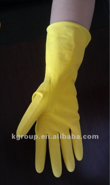 Yellow Latex Household Gloves Latex Cotton Gloves CE