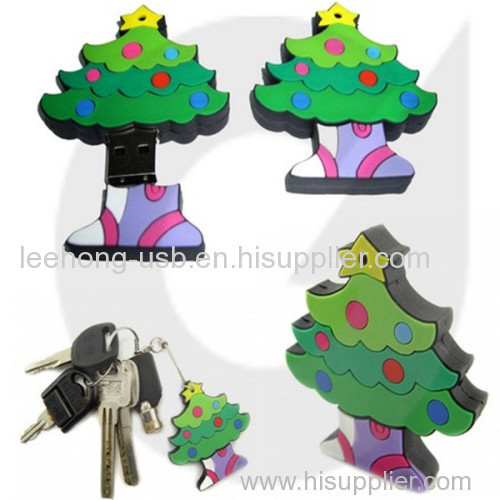 Lastest Design For Christmas Gift Pvc Keychain Flash Drive 