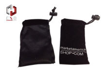 12 * 6 Cm Black Printed Velvet Drawstring Bag For Gift Custom