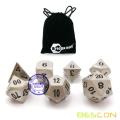 Bescon Heavy Duty Solid Metal Dice Set Nickle Finish, Metallic Polyhedral D&D RPG Game Dice 7pcs Set