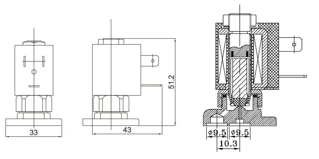 Dimension of 5515-05 Normally Closed 2/2 Way Electrical Valve: