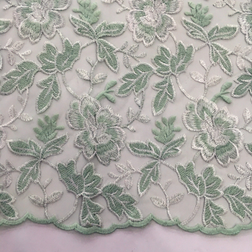 Two Tone Double Borders Flower Embroidery Fabric