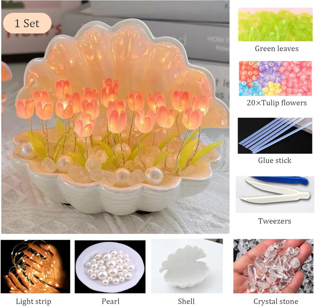 Floral Tulip Shell Night Light for Bedroom Dé Cor