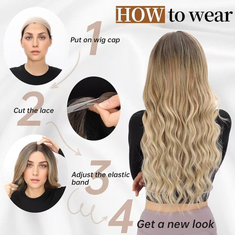 Synthetic Long Wavy Lace Hairline Wig Heat‑Resistant