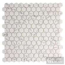 Glass Mosaic Hexagon Tile Marble Look