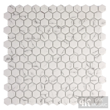 Glass Mosaic Hexagon Tile Marble Look