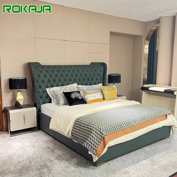 High-End Italian Leather Bed Set for Luxury Master Bedrooms