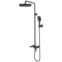 matte black shower system with handheld Exposed Brass Matte Black Rain Shower System Factory