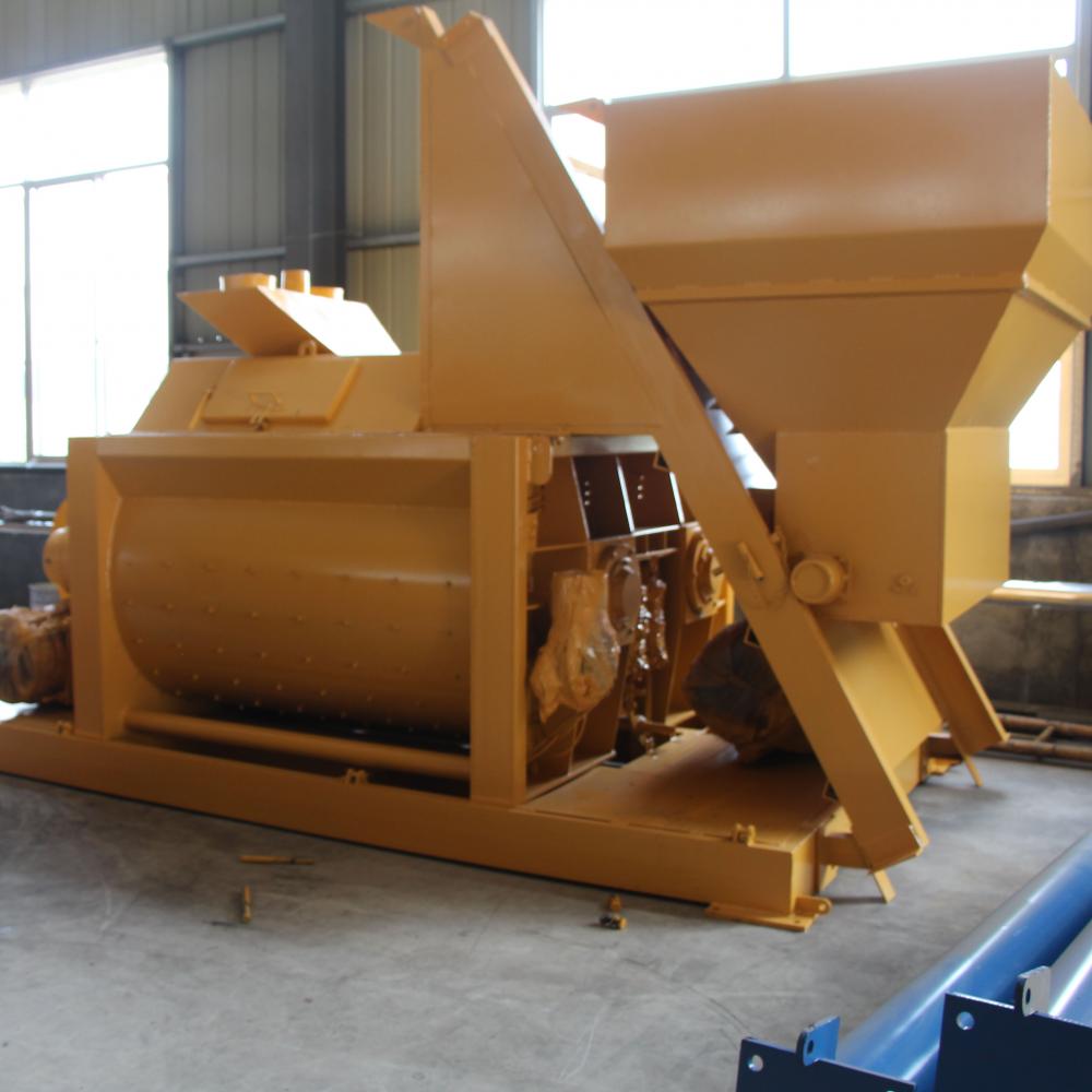 Stationary 1500l double shaft concrete mixer