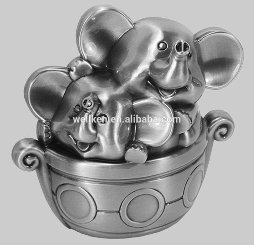 pewter elephant money box,metal coin box