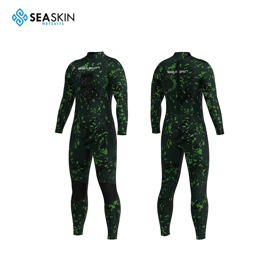 Seaskin belakang zip neoprene one piece camo wetsuit