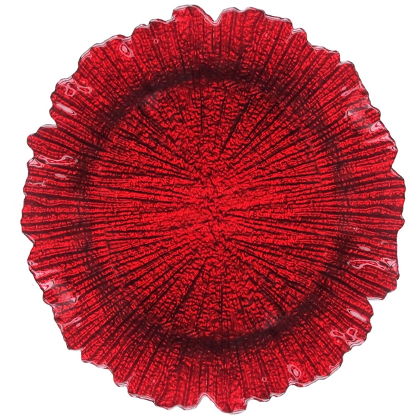 Round Reef Red Glass Charger Plate