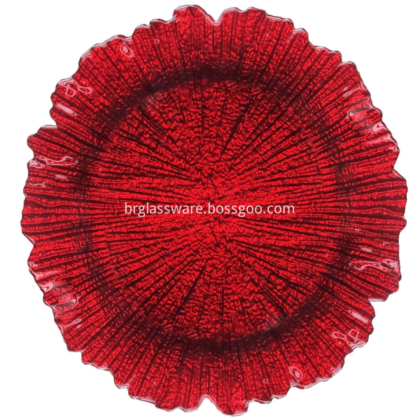 Round Reef Red Glass Charger Plate