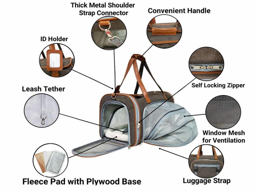حقيبة الناقل الحيوانات الأليفة من جانبين