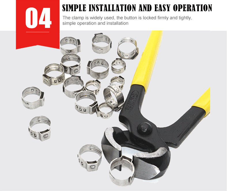 Adjustable SS304 Stainless Steel Pipe Clamp Single Ear Stepless Hose Clamp